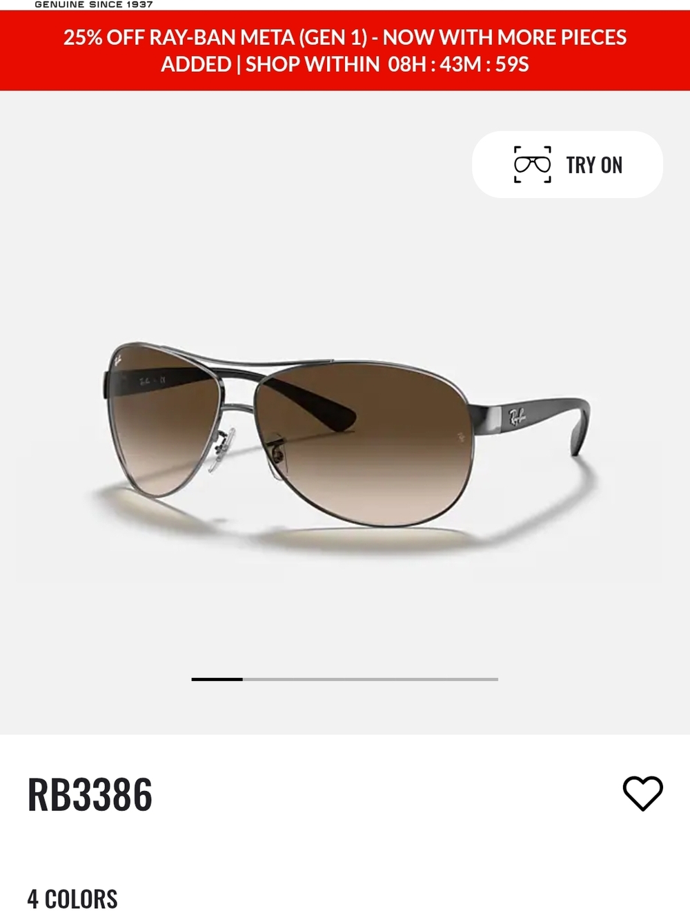 Ray-Ban RB3386 Aviator Sunglasses - Brown Gradient Lenses.